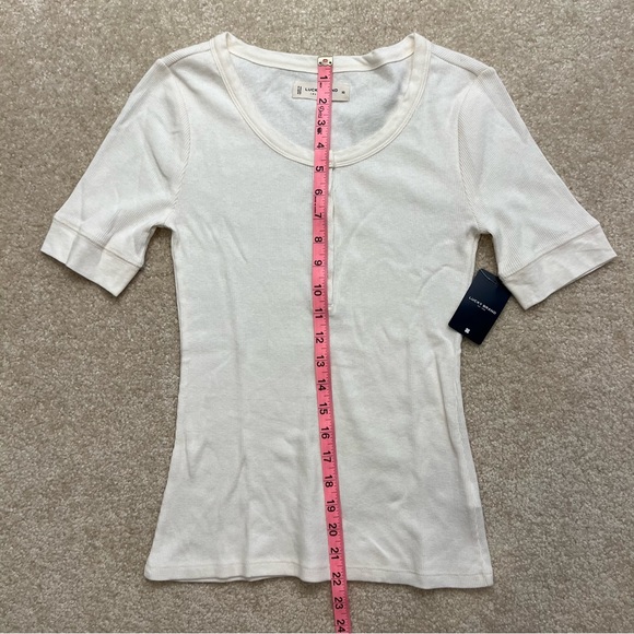 NEW Lucky Brand Shirt Womens Extra Small Ivory White Popover Ribbed Fitted - Picture 8 of 9